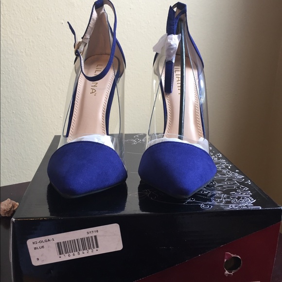 Liliana Blue Olga Faux Patent Leather Pointed Toe - Picture 2 of 6